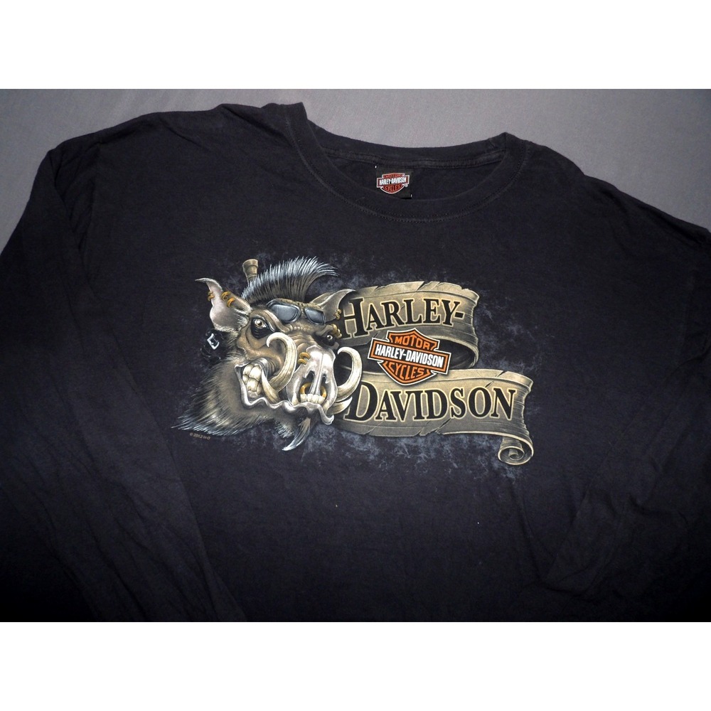 Harley Davidson Long Sleeved 2009 Black Pig Trail Dealer T-Shirt Men's XXL